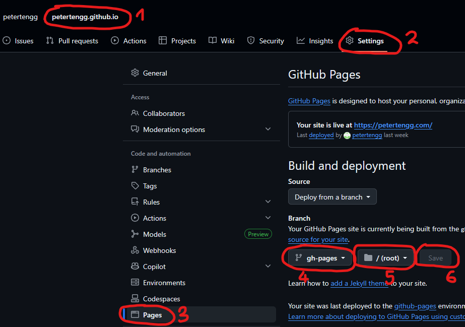 Setting up GitHub Pages to use deploy branch